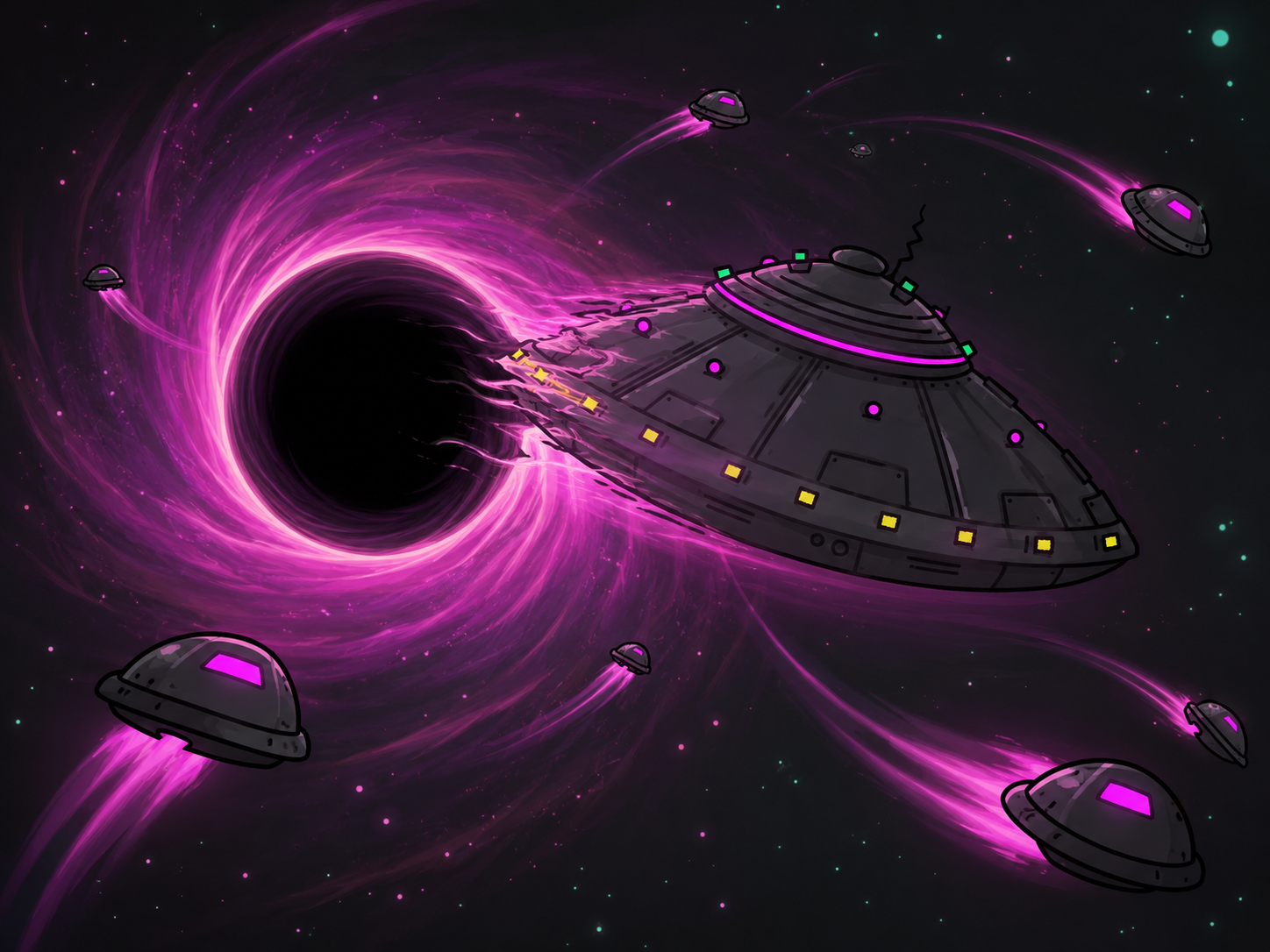 The LASC Mothership being pulled into a black hole